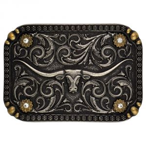 Montana Silversmiths Two-Tone Longhorn Traditional Attitude Buckle (A409)